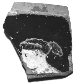 Fragmentary Attic Red-Figure Pyxis; Athens, Greece; about 380 B.C; Terracotta; 4.5 × 4.5 cm, 1 3,4 × 1 3,4 in
