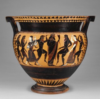 Black-Figure Column Krater; Painter of Munich 1736, Greek, Attic, active about 520 B.C., Athens, Greece; about 520 B.C
