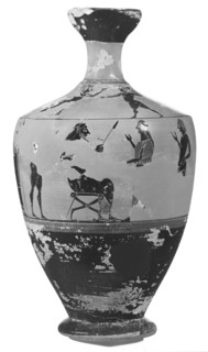 Attic Black-Figure Lekythos; Taleides Painter, and Amasis, Greek, Attic, active 560 - 520 B.C., Athens, Greece; about 540 B.C