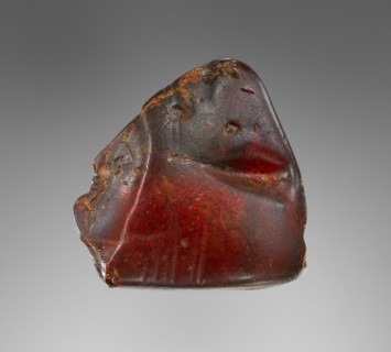 Pendant of a Female Head in Profile; Italy; 525 - 480 B.C; Amber; 57 × 56 × 30 mm, 2 1,4 × 2 3,16 × 1 3,16 in
