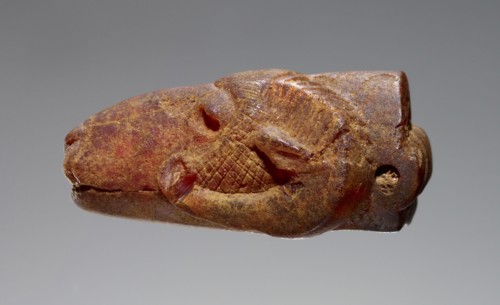 Pendant: Ram's Head; Italy; 500 - 400 B.C; Amber; 20.5 × 12.5 × 27.5 mm, 13,16 × 1,2 × 1 1,16 in