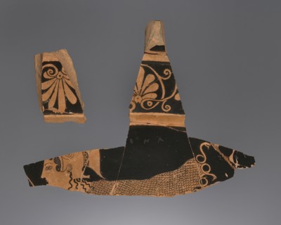 Fragmentary Mixing Vessel with Athena; Attributed to Euphronios, Greek, Attic, active 520 - 480 B.C., Athens, Greece