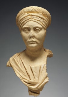 Portrait Bust of a Roman Matron; Alexandria, Egypt; 140 - 150; Marble; 53 × 30 × 23 cm, 20 7,8 × 11 13,16 × 9 1,16 in