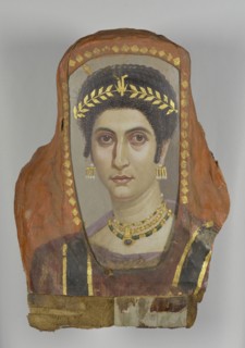 Mummy Portrait of a Woman; Attributed to the Isidora Master, Romano-Egyptian, active 100 - 125, Egypt; A.D. 100; Encaustic