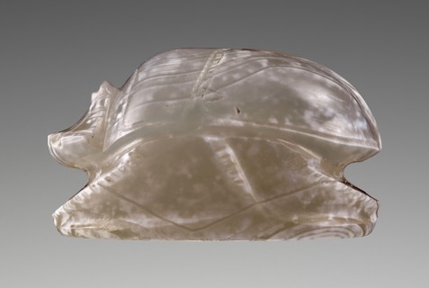 Engraved Scarab with Kneeling Satyr; Master of the London Satyr; about 530 B.C; Blue-grey chalcedony; 1.2 × 2 × 1.4 cm
