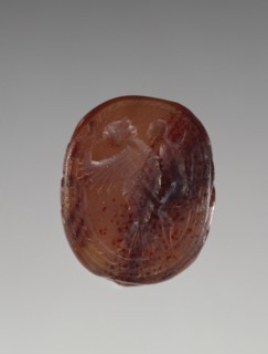 Engraved Scarab; Greece; fourth quarter of 6th century B.C; Carnelian; 0.8 × 1.3 × 1 cm, 5,16 × 1,2 × 3,8 in