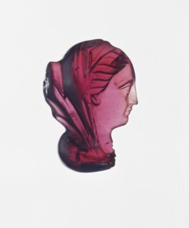 Miniature Bust; Alexandria, perhaps, Egypt; late 3rd century B.C; Rhodolite garnet; 1.8 × 1.5 × 1.5 cm, 11,16 × 9,16 × 9,16 in