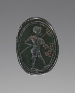 Scarab; 5th century B.C; Dark green jasper; 0.7 × 1.3 × 0.9 cm, 1,4 × 1,2 × 3,8 in