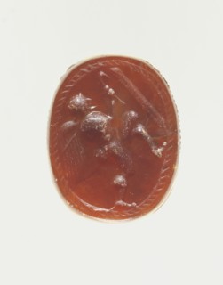Scarab; Etruria; 4th century B.C; Carnelian; 0.8 × 1.5 × 1.2 cm, 5,16 × 9,16 × 1,2 in
