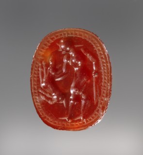 Scarab; Etruria; 4th century B.C; Carnelian; 0.7 × 1.3 × 1.1 cm, 1,4 × 1,2 × 7,16 in