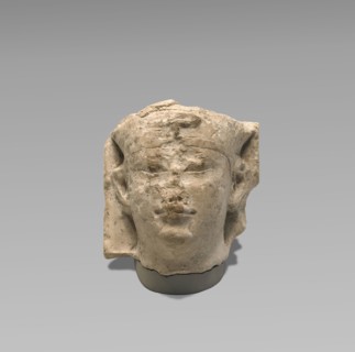 Head of a Ptolemy as Pharaoh, Sculptor's Model, Egypt; 250–50 B.C; Egyptian limestone; 7.7 × 6.8 × 4.8 cm