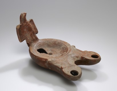 Lamp; Roman Empire; second half of 1st century; Terracotta; 7.5 x 7.2 x 14.5 cm, 2 15,16 x 2 13,16 x 5 11,16 in