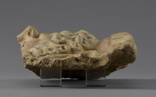 Fragmentary Antefix; Etruria; 4th century B.C; Terracotta; 14.8 × 16 × 7.2 cm, 5 13,16 × 6 5,16 × 2 13,16 in