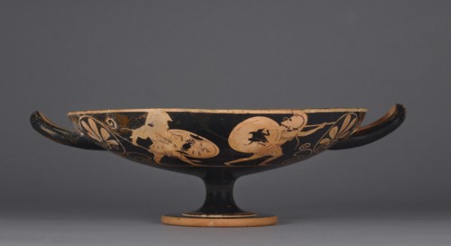 Attic Red-Figure Kylix Type B; Skythes, Greek, Attic, active about 520 - 490 BC, Athens, Greece; about 510 B.C; Terracotta