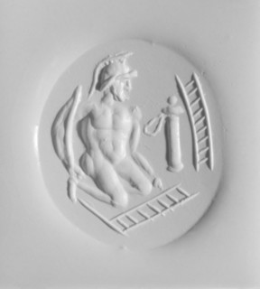 Engraved Gem with Capaneus; Italy; 200–1 B.C; Pale amethyst; 1.6 × 1.4 × 0.4 cm, 5,8 × 9,16 × 1,8 in