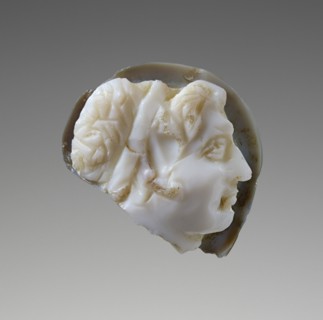 Cameo Gem with Head of Alexander the Great; 50 B.C.–A.D. 50; White and gray sardonyx; 1.6 × 1.3 × 0.9 cm, 5,8 × 1,2 × 3,8 in