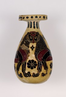 Perfume Flask with Lions; Painter of Palermo 489, Greek, Corinthian, active 640 - 600 B.C., Corinth, Greece; 640 - 625 B.C