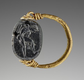 Gem with an Athlete Cleaning Himself with a Strigil; Attributed to Epimenes, Greek, active about 500 B.C., Cyclades, Greece