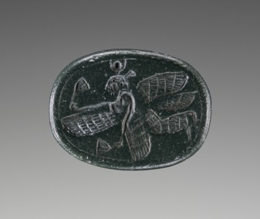 Engraved Scarab; 500 - 450 B.C; Green jasper; 1.5 × 1.1 × 0.9 cm, 9,16 × 7,16 × 5,16 in