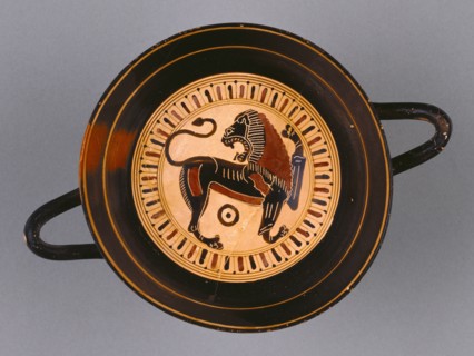 Wine Cup with a Lion; Attributed to Hunt Painter, Greek, Lakonian, active 565 - 530 B.C., Sparta, Greece; about 540 B.C