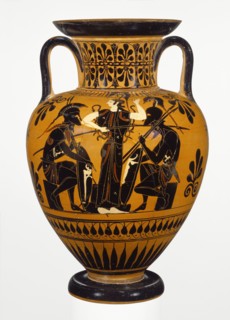 Storage Jar with Achilles and Ajax Gaming; Attributed to Leagros Group, Greek, Attic, active 525 - 500 B.C., Athens, Greece
