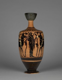 Attic Black-Figure Lekythos; Attributed to Leagros Group, Greek, Attic, active 525 - 500 B.C., Athens, Greece; about 500 B.C