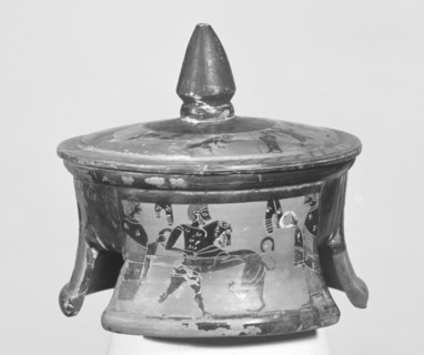 Attic Tripod Pyxis with Lid; Athens, Greece; about 540 B.C; Terracotta