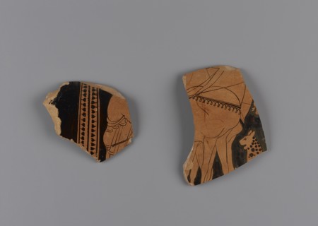 Attic Red-Figure Column Krater Fragment; Athens, Greece; about 470 B.C; Terracotta; 11.2 cm, 4 7,16 in