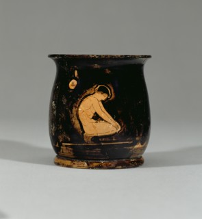 Mug with Bathing Athlete; Eretria Painter, Greek, Attic, active 440 - 410 B.C., Athens, Greece; 430 - 420 B.C; Terracotta