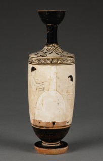 Oil Jar with a Boy and Girl Visiting a Grave; Painter of Athens 1826, Greek, Attic, active about 460 - 450 B.C., Athens
