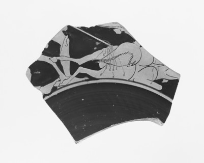 Red-Figure Cup Fragment; Attributed to Onesimos, Greek, Attic, active 500 - 480 B.C., and signed by Euphronios Greek Attic