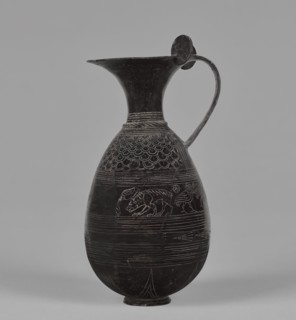 Pitcher with Incised Decoration; Etruria; 640 - 620 B.C; Terracotta; 23.9 × 10.7 cm, 9 7,16 × 4 3,16 in