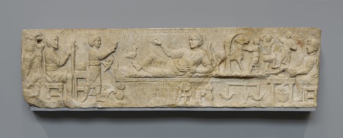 Front Panel from a Sarcophagus; Rome, Italy; about A.D. 180; Marble; 46.5 × 173 × 16 cm, 272.1582 kg