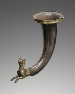 Lynx-Shaped Drinking Horn; Eastern Seleucid Empire; 100 - 1 B.C; Gilt silver; 24.5 × 41.9 × 12.2 cm, 9 5,8 × 16 1,2 × 4 13,16 in