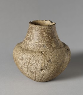 Collared Jar with Spiral Designs; Cyclades, Greece; 3000 - 2800 B.C; Terracotta; 14.9 × 14.6 cm, 5 7,8 × 5 3,4 in