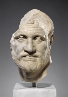 Head of a Bearded Man; Pergamon, Asia Minor; about 150 B.C; Marble; 40.7 × 25 × 31.7 cm, 16 × 9 13,16 × 12 1,2 in