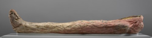 Mummy of Herakleides; Egypt; A.D. 120–140; Tempera and gilding on a wooden panel; linen and animal glue; 175.3 × 44 × 33 cm