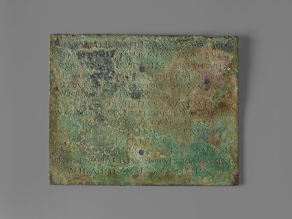 One Plaque of a Roman Military Diploma; Roman Empire; 88; Bronze; 19.2 × 15.2 × 3 cm, 7 9,16 × 6 × 1 3,16 in