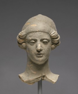 Bust of a Woman; Tarentum, Taras, South Italy; 450 - 350 B.C; Terracotta; 16.2 × 9.2 cm, 6 3,8 × 3 5,8 in
