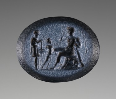 Engraved Gem with Hercules and Telephus; 50 - 150; Nicolo; 1.4 × 1.1 × 0.4 cm, 9,16 × 7,16 × 1,8 in