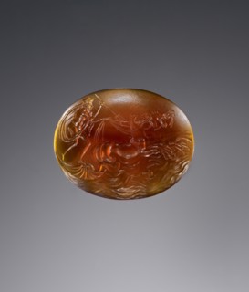 Engraved Gem Neptune; Europe; 1750 - 1850; Carnelian; 2 x 2.5 cm, 13,16 x 1 in