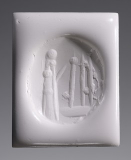 Faceted Pendant Stamp; Europe; 20th century?; Chalcedony; 2 x 1.4 x 1.5 cm, 13,16 x 9,16 x 5,8 in