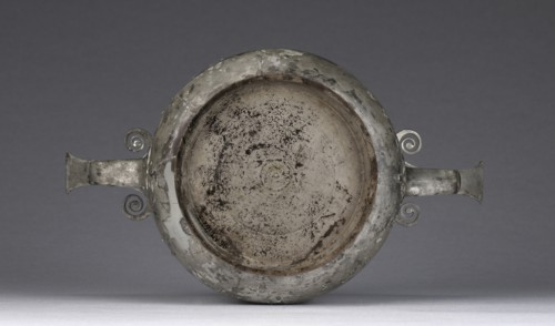 One of Two Skyphoi; Eastern Mediterranean; 100 - 50 B.C; Silver; 8.5 × 20.2 cm, 0.578 kg, 3 3,8 × 7 15,16 in., 1.2743 lb