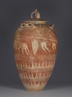 Lidded Storage Jar with the Blinding of Polyphemus; Workshop of the Calabresi Urn, Etruscan, active 650 - 625 B.C., Etruria