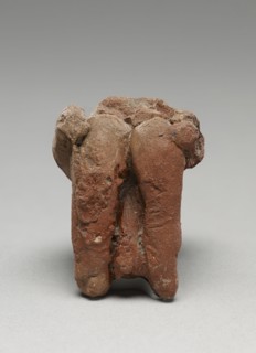 Fragmentary Neolithic seated male figurine; Greece; 6th - 5th millennium B.C; Terracotta; 4.4 × 3.5 × 3.4 cm, 1 3,4 × 1 3,8 × 1