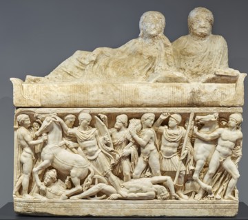 Sarcophagus Lid; made in an Attic workshop; Athens, Greece; A.D. 180–220; Marble; 100 × 95 × 218 cm
