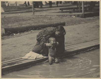 Afraid of Water; Adolph F. Muhr, American, died 1913, Frank A. Rinehart, American, 1861 - 1928, 1899; Platinum print