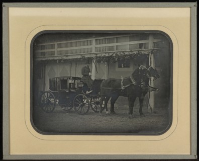 Carriage and team of two horses at Beaulieu country house of Jean-Gabriel Eynard; Jean-Gabriel Eynard, Swiss, 1775 - 1863