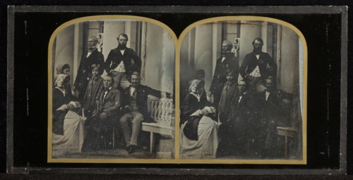 Group portrait of eight Eynard-Lullin family members; Jean-Gabriel Eynard, Swiss, 1775 - 1863, about 1852; Stereograph