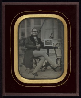Self-Portrait with Daguerreotype of Roman Forum; Jean-Gabriel Eynard, Swiss, 1775 - 1863, about 1845; Daguerreotype